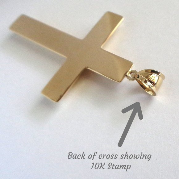 Real Gold Cross Pendant, High Quality Authentic 10K Gold Cross Stamped 10K - Picture 4 of 6